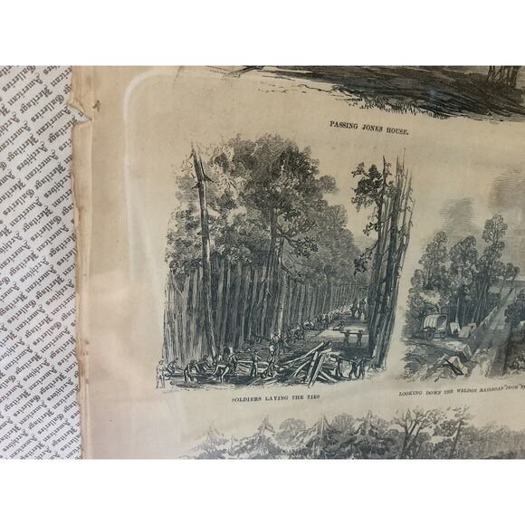 Antique Military Civil War 1864 Frank Leslie's Grant’s Railroad Newspaper 1800s - Picture 9 of 11